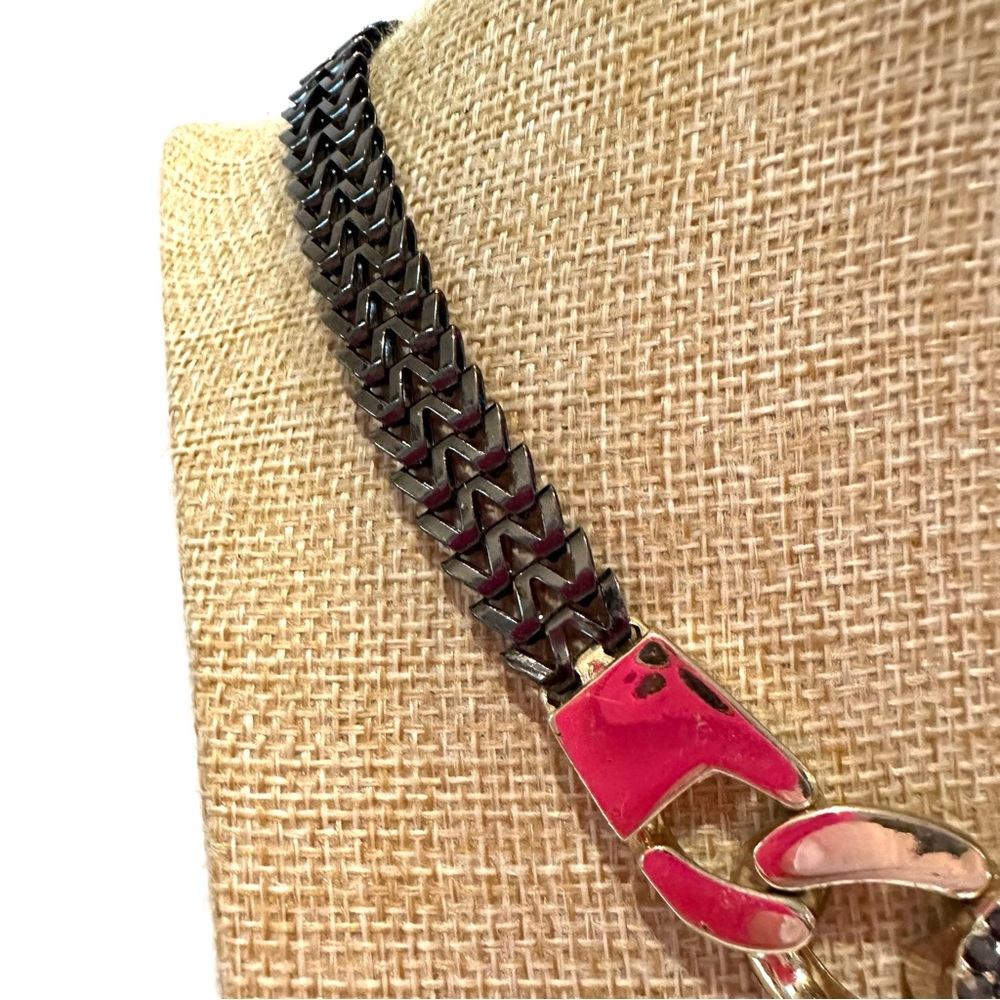 Express Statement Necklace Reversible Gunmetal W/… - image 7